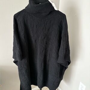 Coach Black Turtleneck Sig Knit Poncho Sweater